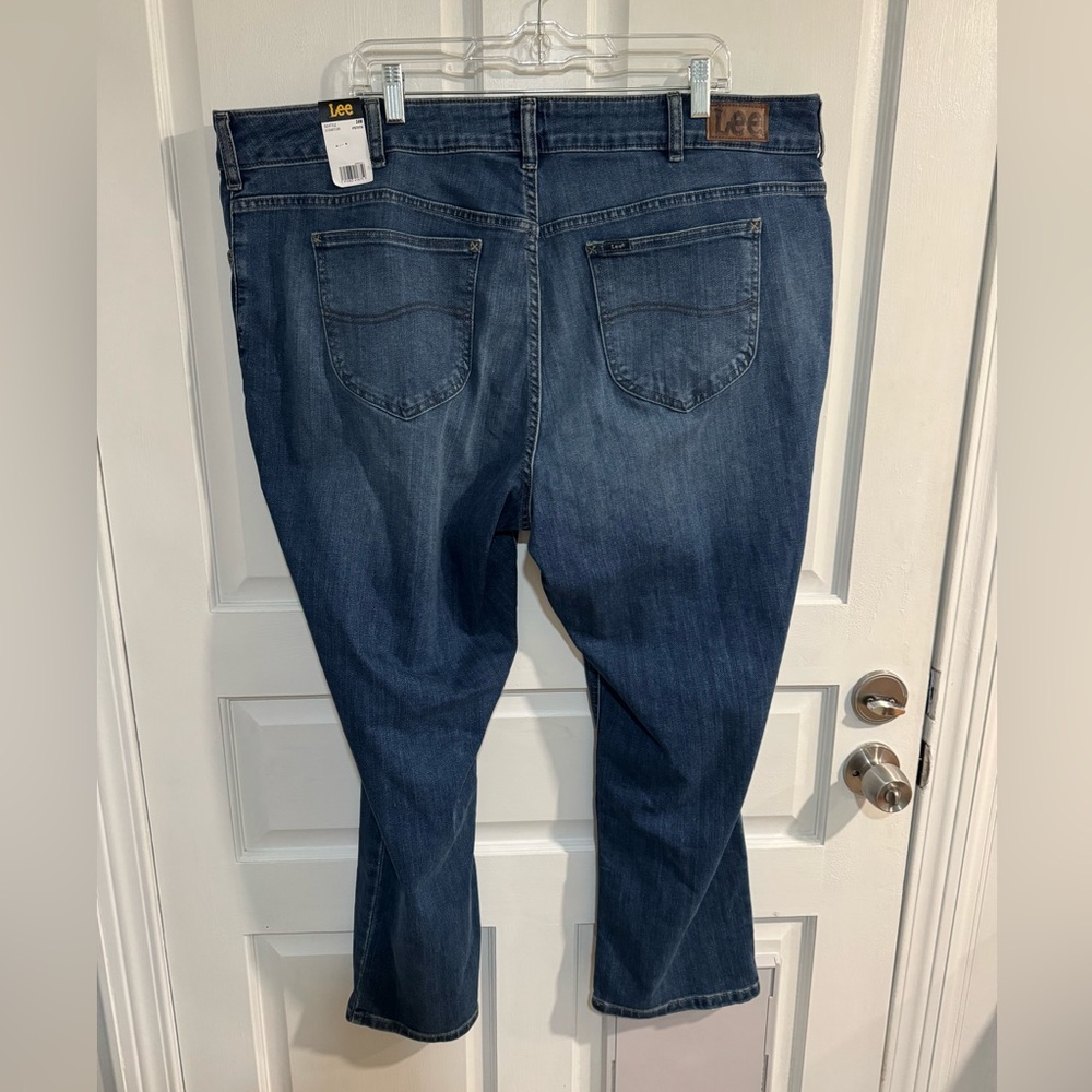 Lee Straight Leg Mid Rise Blue Jeans Size 24W Petite New With Tags - Picture 6 of 12